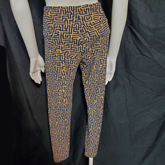LuLaRoe Yellow & Blue Maze Leggings (OS) - Picture 5 of 6